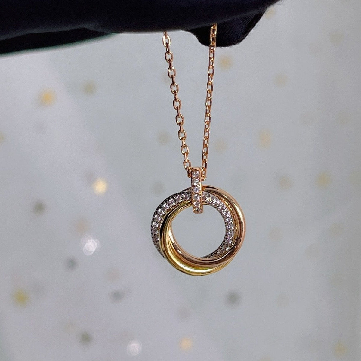 [⭐Clover Jewelry]TRINITY NECKLACE SILVER GOLD PINK GOLD DIAMONDS