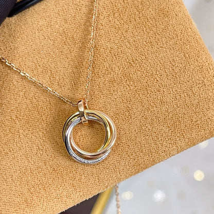 [⭐Clover Jewelry]TRINITY NECKLACE SILVER GOLD PINK GOLD DIAMONDS