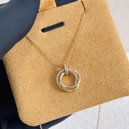 [⭐Clover Jewelry]TRINITY NECKLACE SILVER GOLD PINK GOLD DIAMONDS