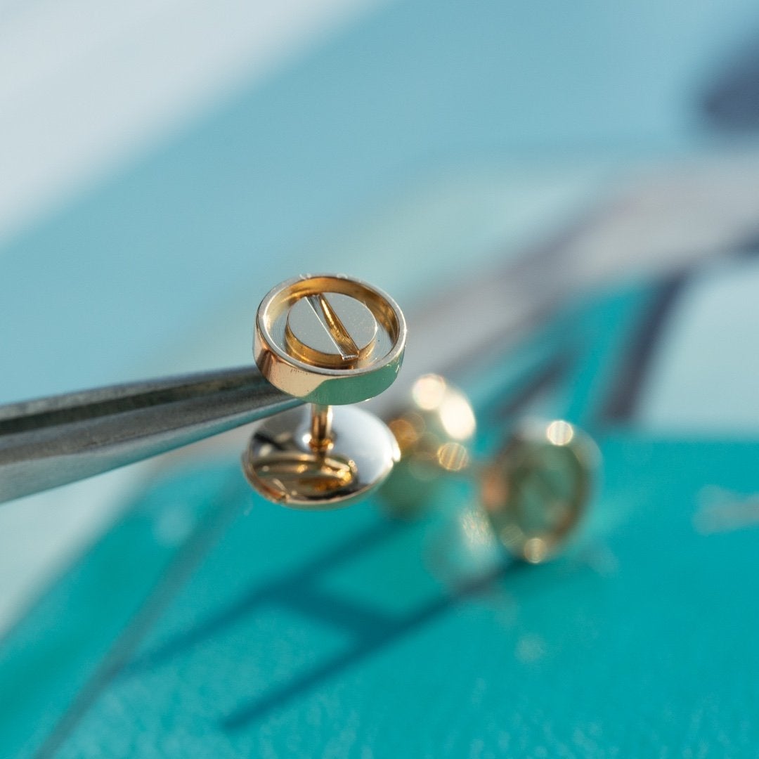 [⭐Clover Jewelry]LOVE EARRINGS PINK GOLD 10MM