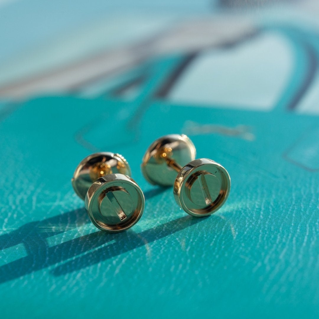 [⭐Clover Jewelry]LOVE EARRINGS PINK GOLD 10MM