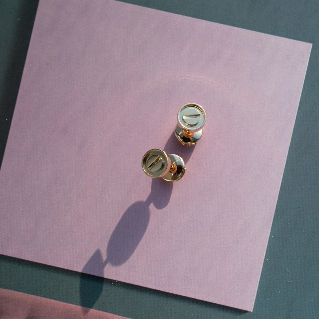 [⭐Clover Jewelry]LOVE EARRINGS PINK GOLD 10MM