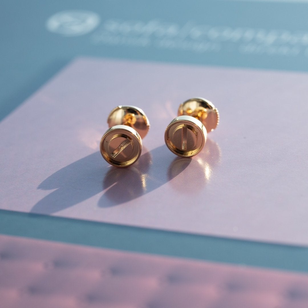 [⭐Clover Jewelry]LOVE EARRINGS PINK GOLD 10MM