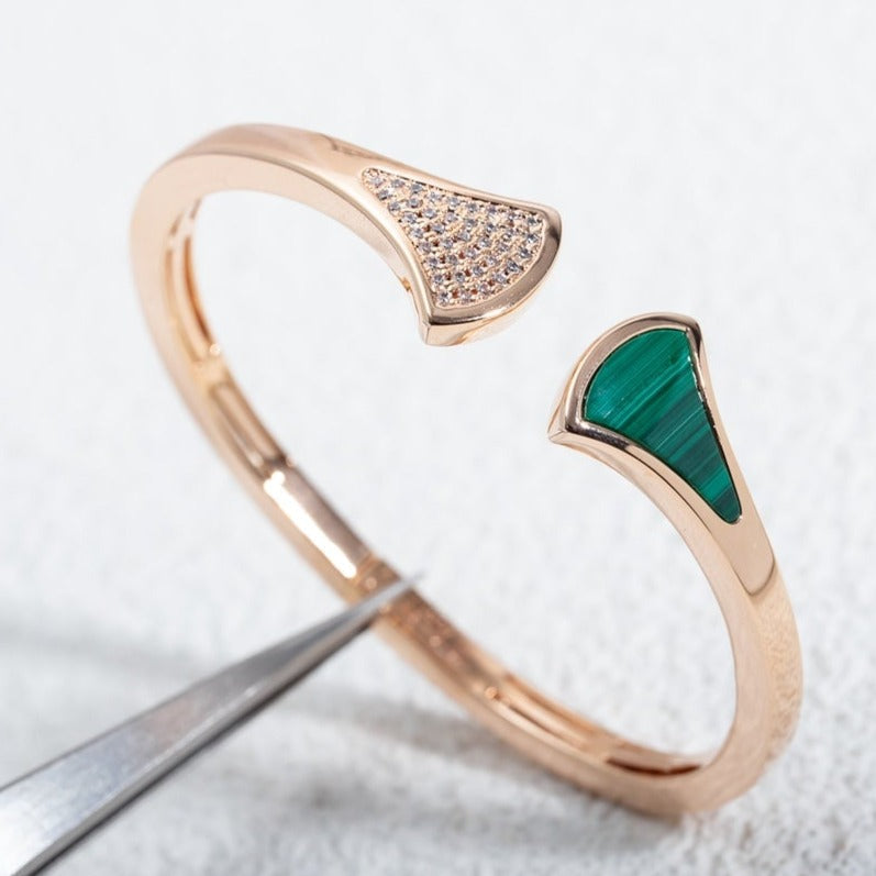 [⭐Clover Jewelry]DREAM BRACELET OPEN MALACHITE PINK GOLD
