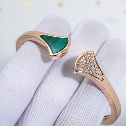 [⭐Clover Jewelry]DREAM BRACELET OPEN MALACHITE PINK GOLD