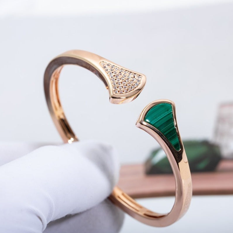 [⭐Clover Jewelry]DREAM BRACELET OPEN MALACHITE PINK GOLD