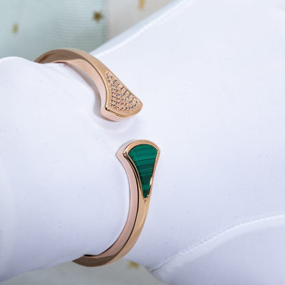 [⭐Clover Jewelry]DREAM BRACELET OPEN MALACHITE PINK GOLD