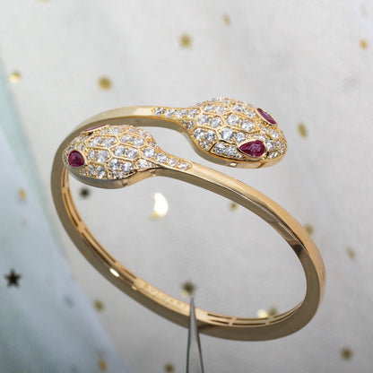 [⭐Clover Jewelry]SERPENTI BRACELET PINK GOLD DIAMOND DOUBLE SNAKE