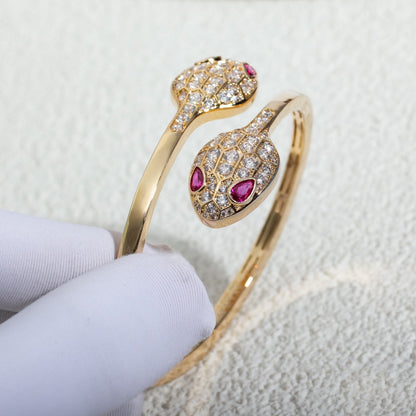 [⭐Clover Jewelry]SERPENTI BRACELET PINK GOLD DIAMOND DOUBLE SNAKE