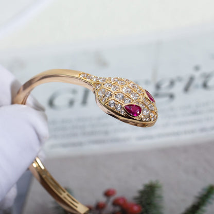 [⭐Clover Jewelry]SERPENTI BRACELET PINK GOLD DIAMOND DOUBLE SNAKE