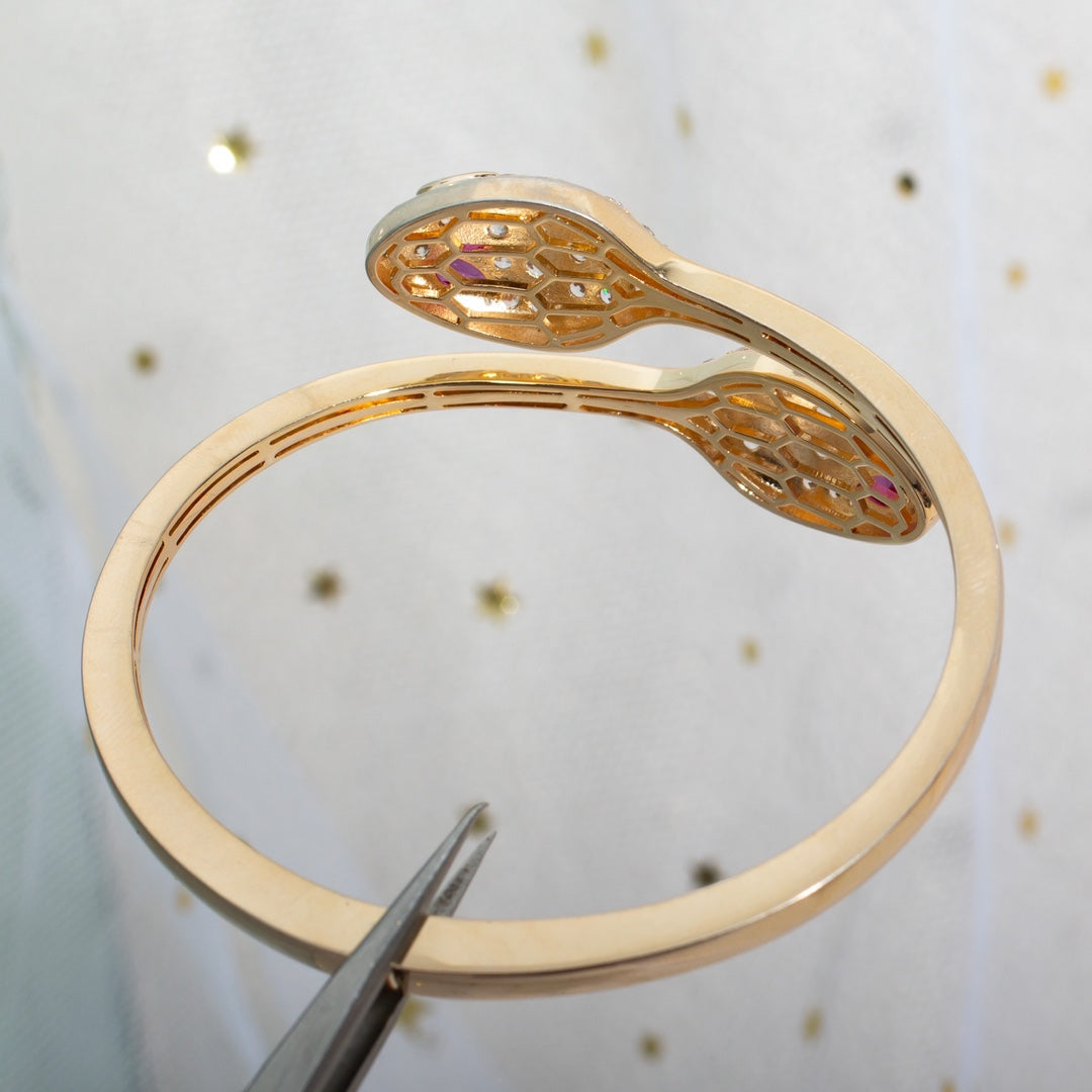 [⭐Clover Jewelry]SERPENTI BRACELET PINK GOLD DIAMOND DOUBLE SNAKE