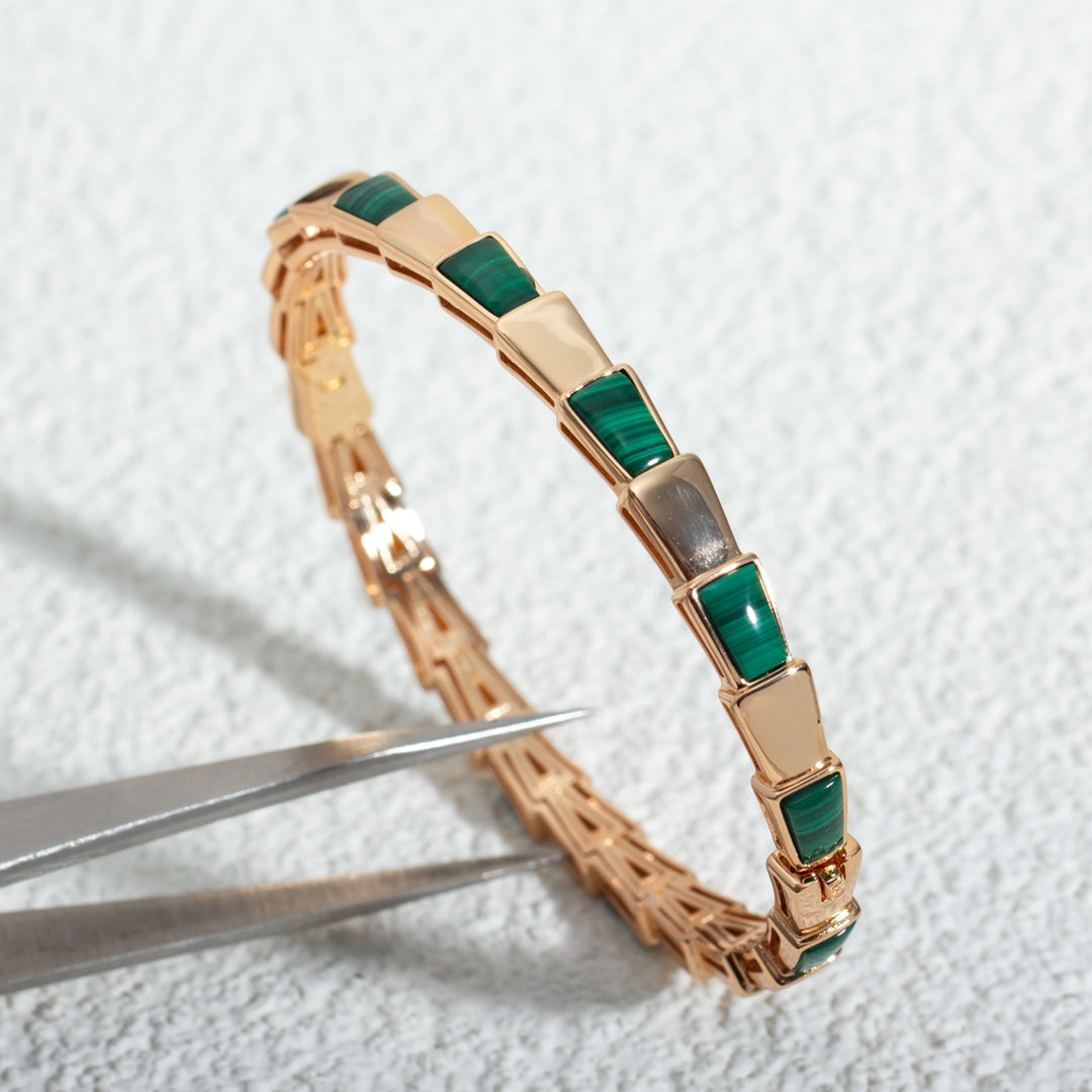 [⭐Clover Jewelry]SERPENTI BRACELET PINK GOLD MALACHITE
