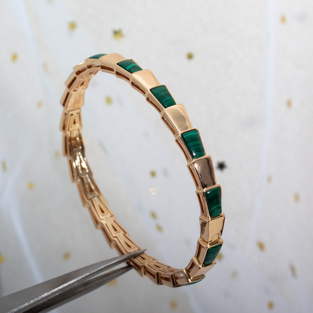 [⭐Clover Jewelry]SERPENTI BRACELET PINK GOLD MALACHITE