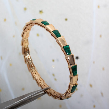 [⭐Clover Jewelry]SERPENTI BRACELET PINK GOLD MALACHITE