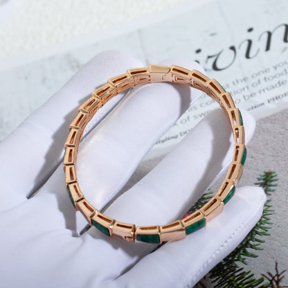 [⭐Clover Jewelry]SERPENTI BRACELET PINK GOLD MALACHITE
