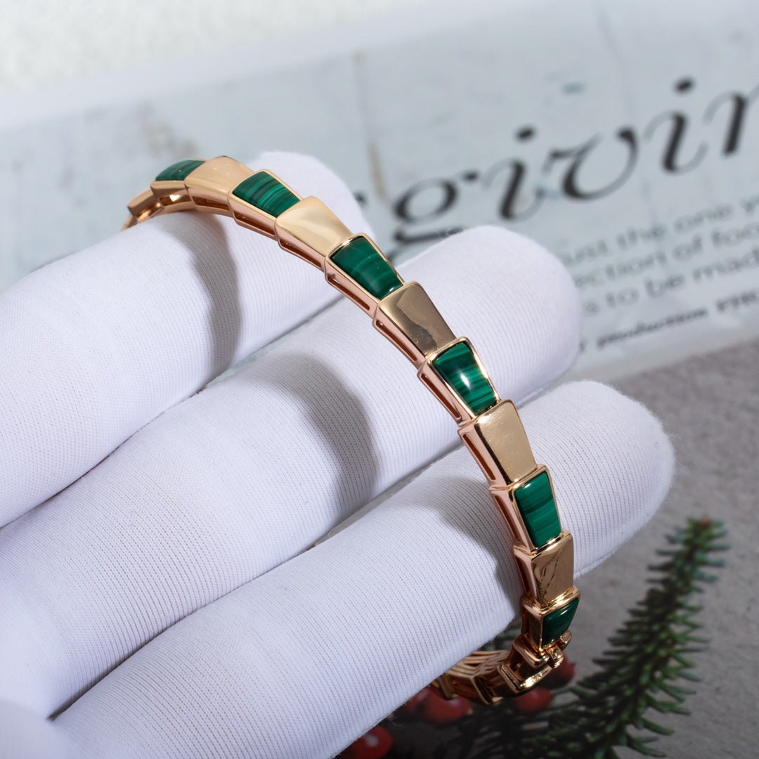 [⭐Clover Jewelry]SERPENTI BRACELET PINK GOLD MALACHITE