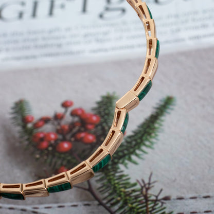 [⭐Clover Jewelry]SERPENTI BRACELET PINK GOLD MALACHITE