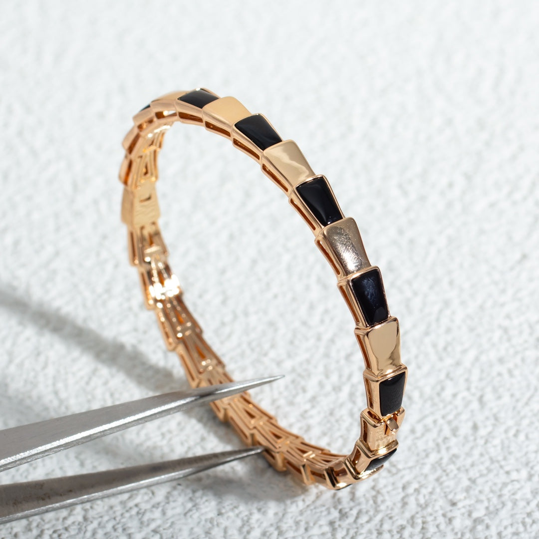 [⭐Clover Jewelry]SERPENTI BRACELET PINK GOLD ONYX