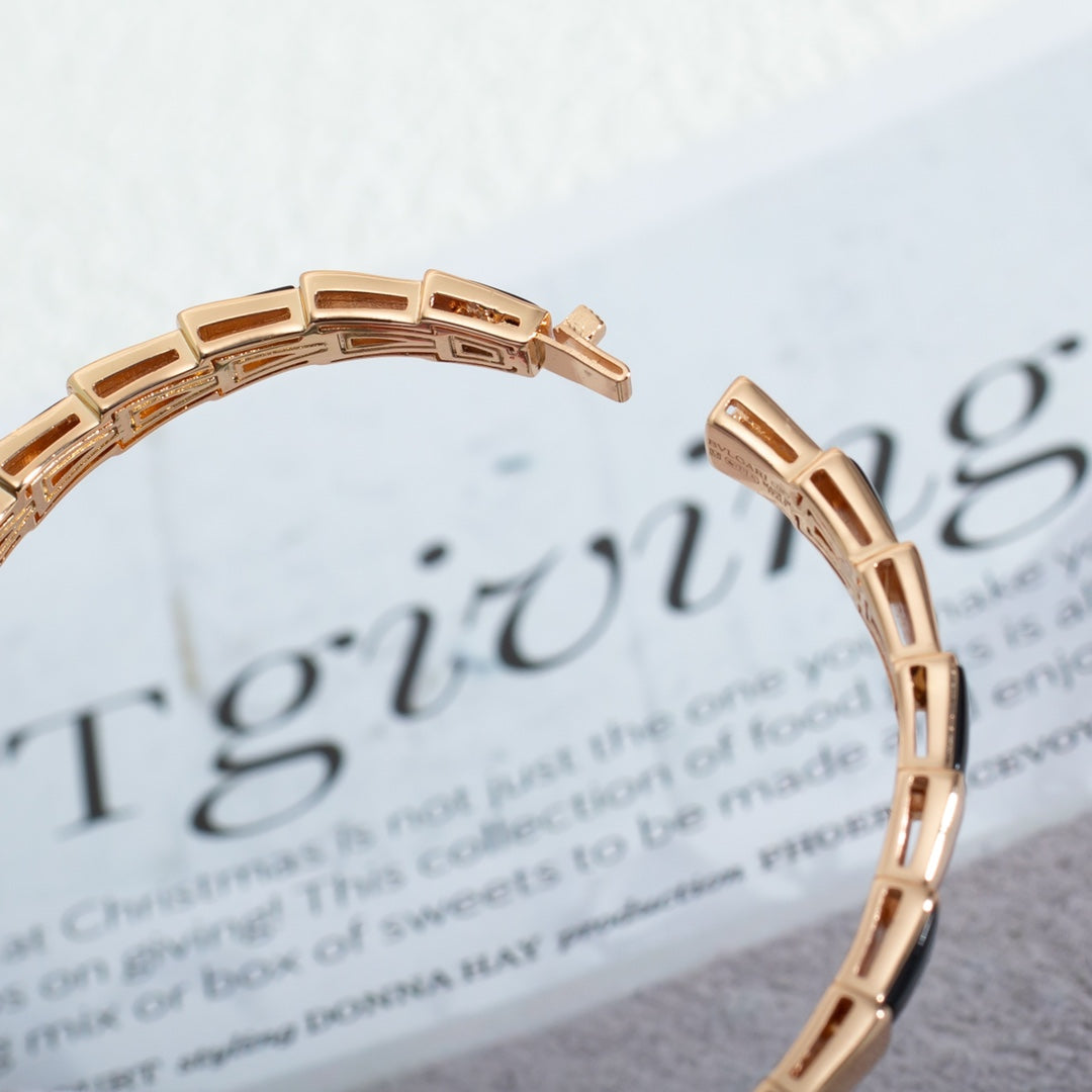 [⭐Clover Jewelry]SERPENTI BRACELET PINK GOLD ONYX