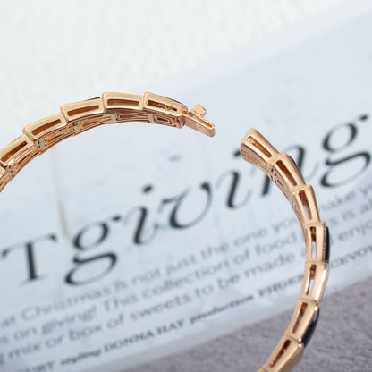 [⭐Clover Jewelry]SERPENTI BRACELET PINK GOLD ONYX