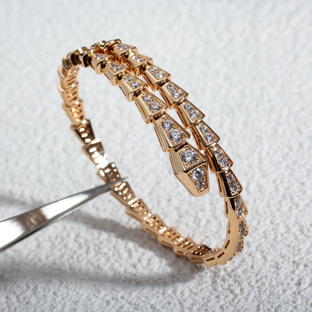 [⭐Clover Jewelry]SERPENTI BRACELET 6.8MM PINK GOLD DIAMOND