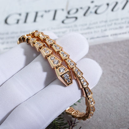 [⭐Clover Jewelry]SERPENTI BRACELET 6.8MM PINK GOLD DIAMOND
