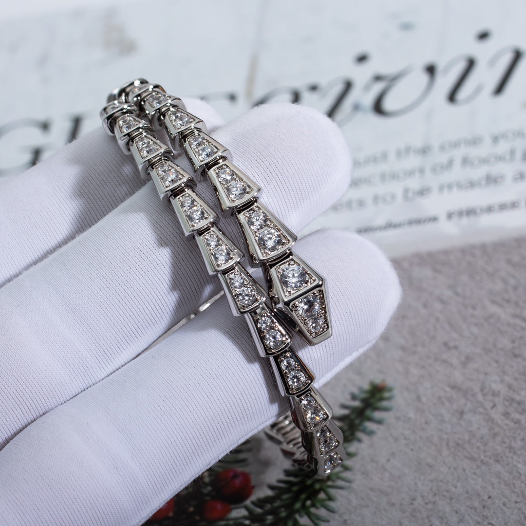 [⭐Clover Jewelry]SERPENTI BRACELET 6MM SILVER DIAMOND