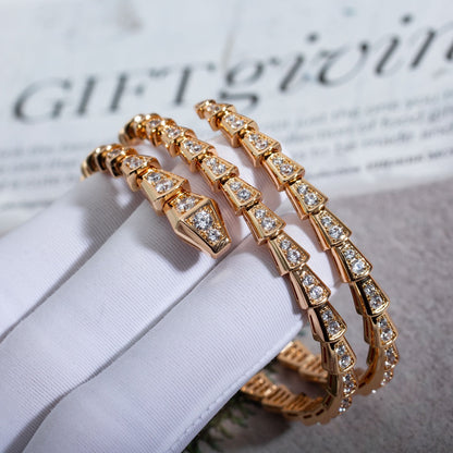 [⭐Clover Jewelry]SERPENTI BRACELET PINK GOLD DIAMOND DOUBLE ROW