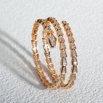[⭐Clover Jewelry]SERPENTI BRACELET PINK GOLD DIAMOND DOUBLE ROW