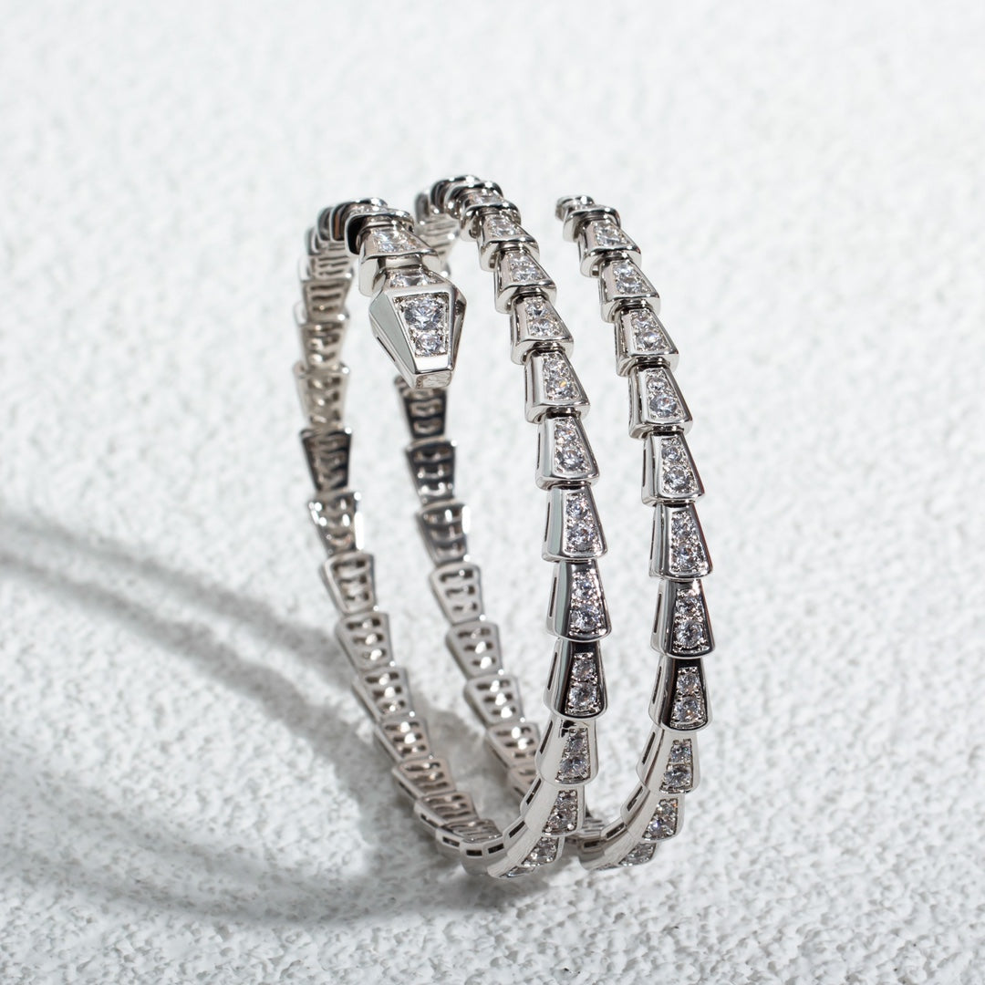 [⭐Clover Jewelry]SERPENTI BRACELET SILVER DIAMOND DOUBLE ROW