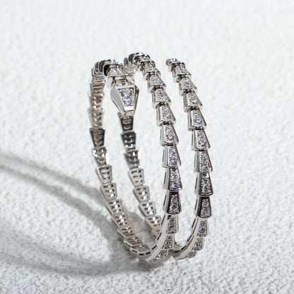 [⭐Clover Jewelry]SERPENTI BRACELET SILVER DIAMOND DOUBLE ROW