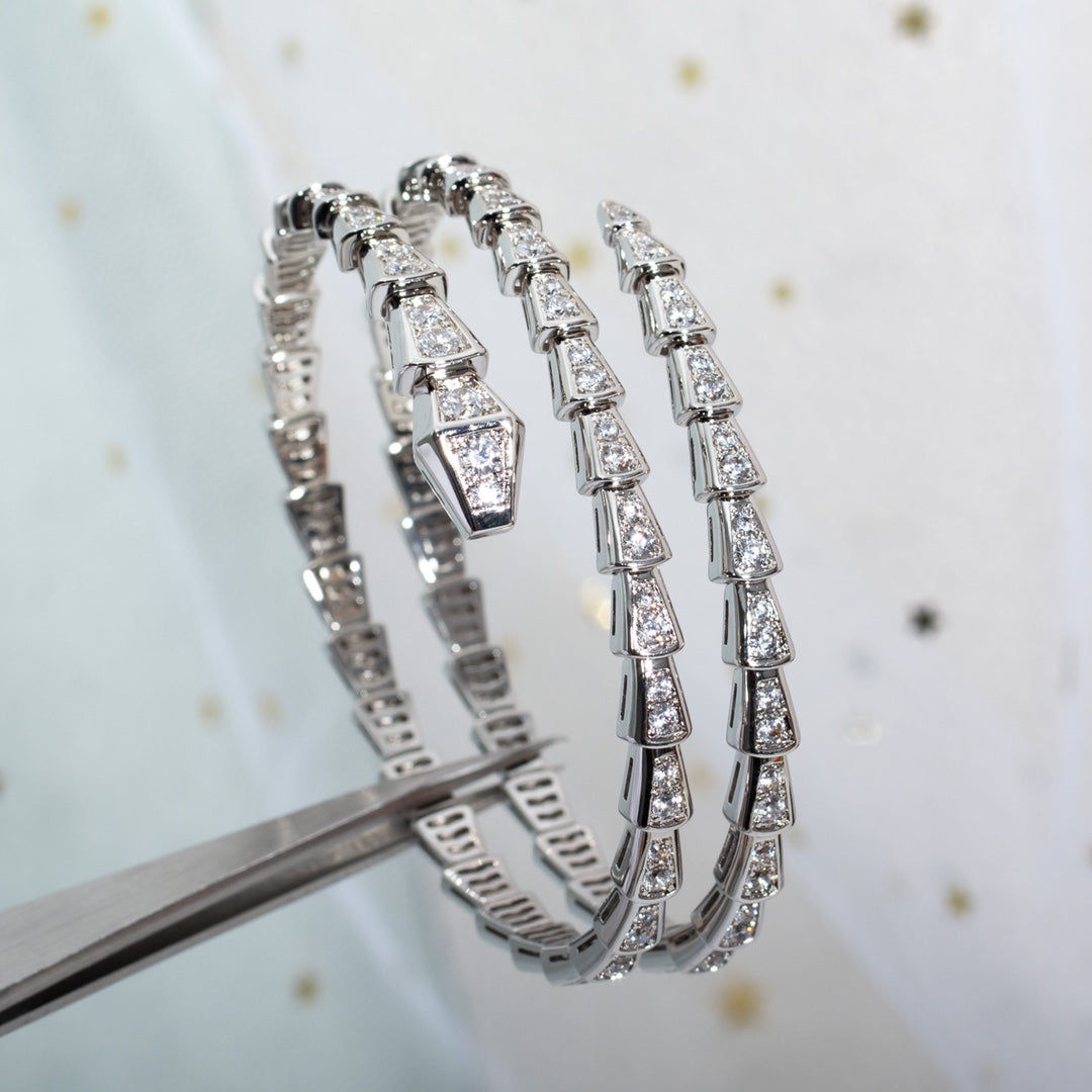 [⭐Clover Jewelry]SERPENTI BRACELET SILVER DIAMOND DOUBLE ROW