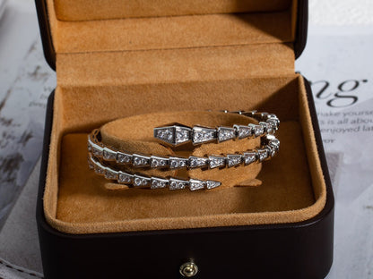 [⭐Clover Jewelry]SERPENTI BRACELET SILVER DIAMOND DOUBLE ROW