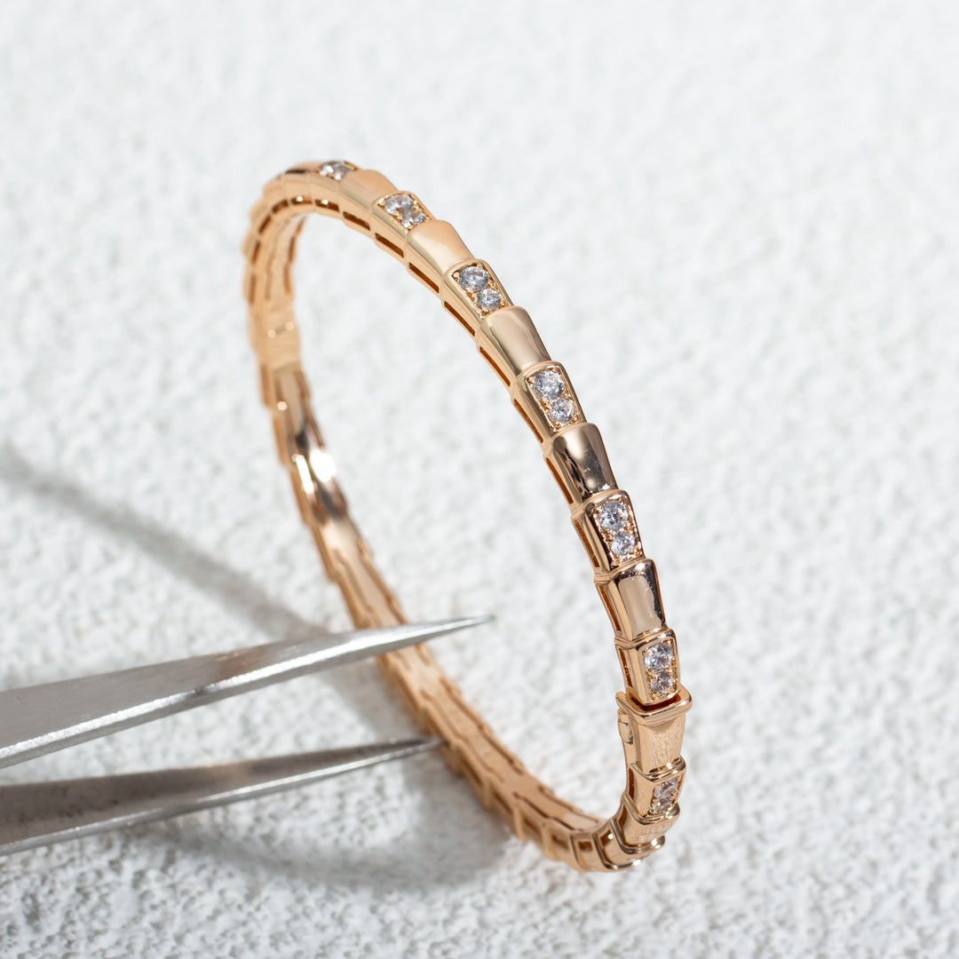 [⭐Clover Jewelry]SERPENTI SMALL BRACELET PINK GOLD DIAMOND