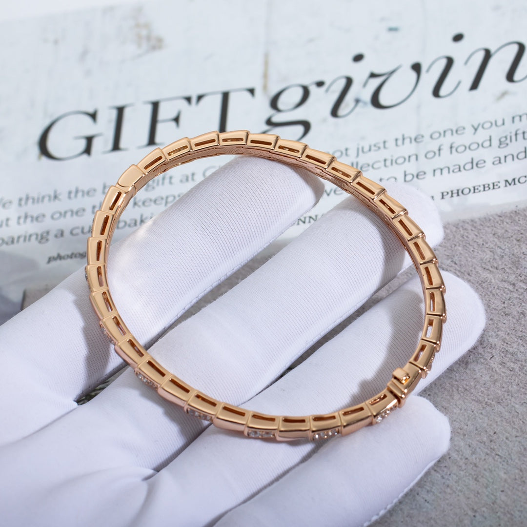 [⭐Clover Jewelry]SERPENTI SMALL BRACELET PINK GOLD DIAMOND