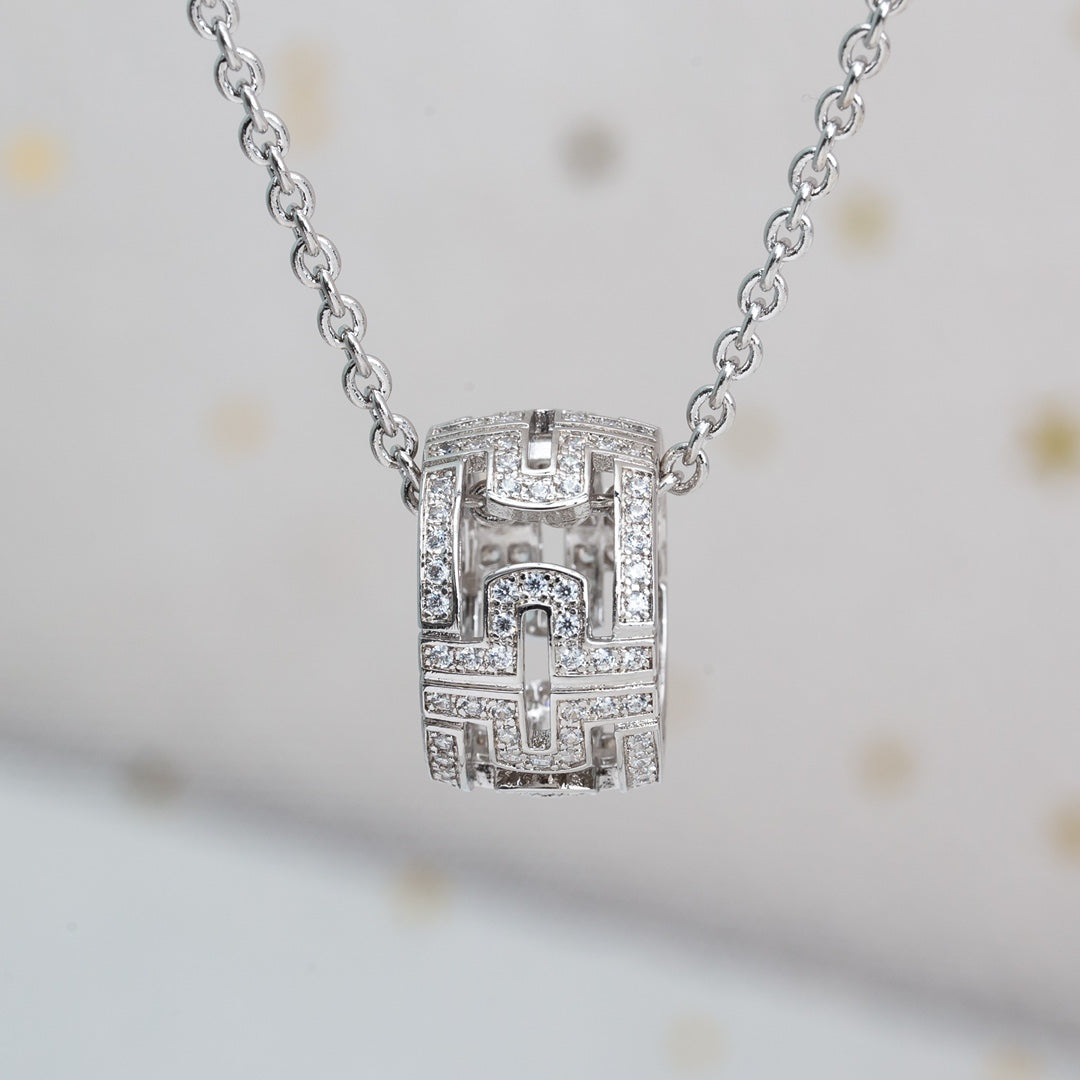 [⭐Clover Jewelry]PARENTESI NECKLACE SILVER DIAMOND