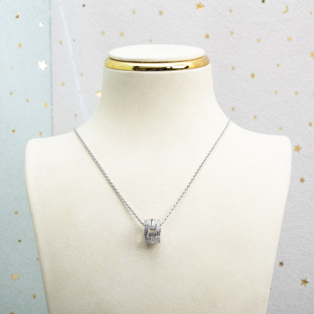 [⭐Clover Jewelry]PARENTESI NECKLACE SILVER DIAMOND