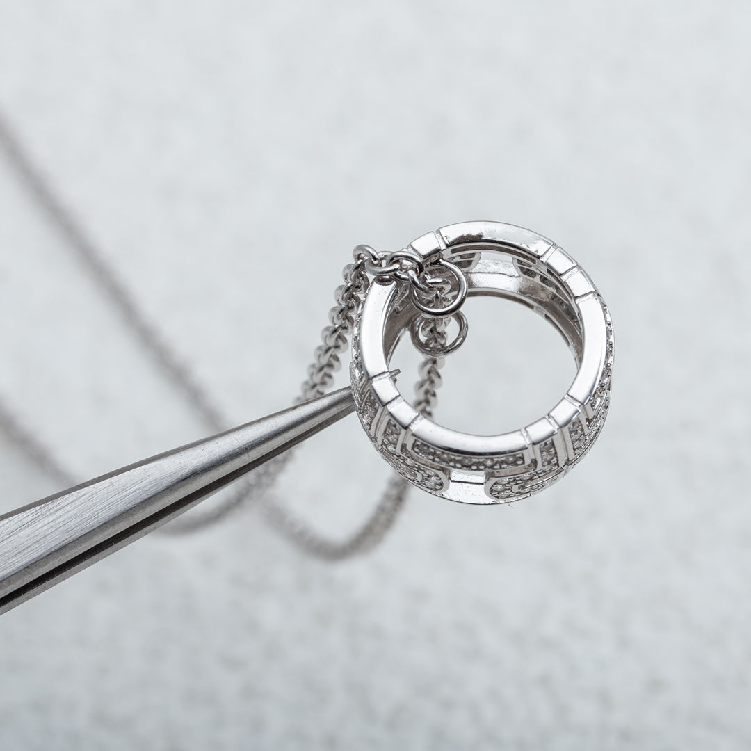 [⭐Clover Jewelry]PARENTESI NECKLACE SILVER DIAMOND