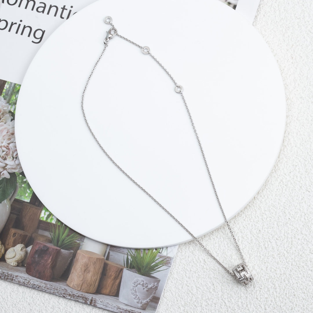 [⭐Clover Jewelry]PARENTESI NECKLACE SILVER DIAMOND