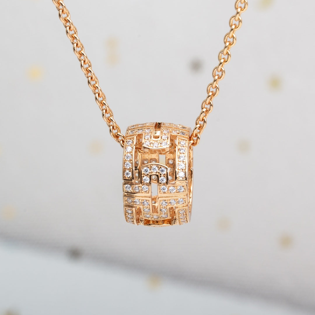 [⭐Clover Jewelry]PARENTESI NECKLACE PINK GOLD DIAMOND