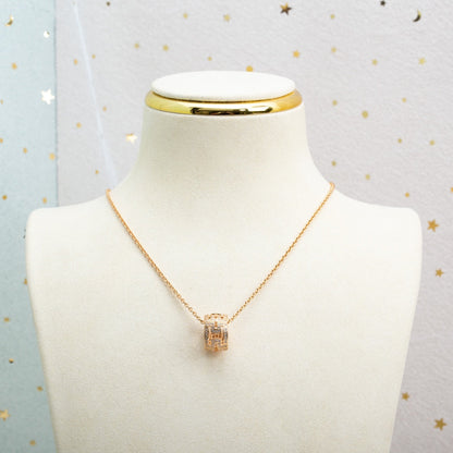 [⭐Clover Jewelry]PARENTESI NECKLACE PINK GOLD DIAMOND