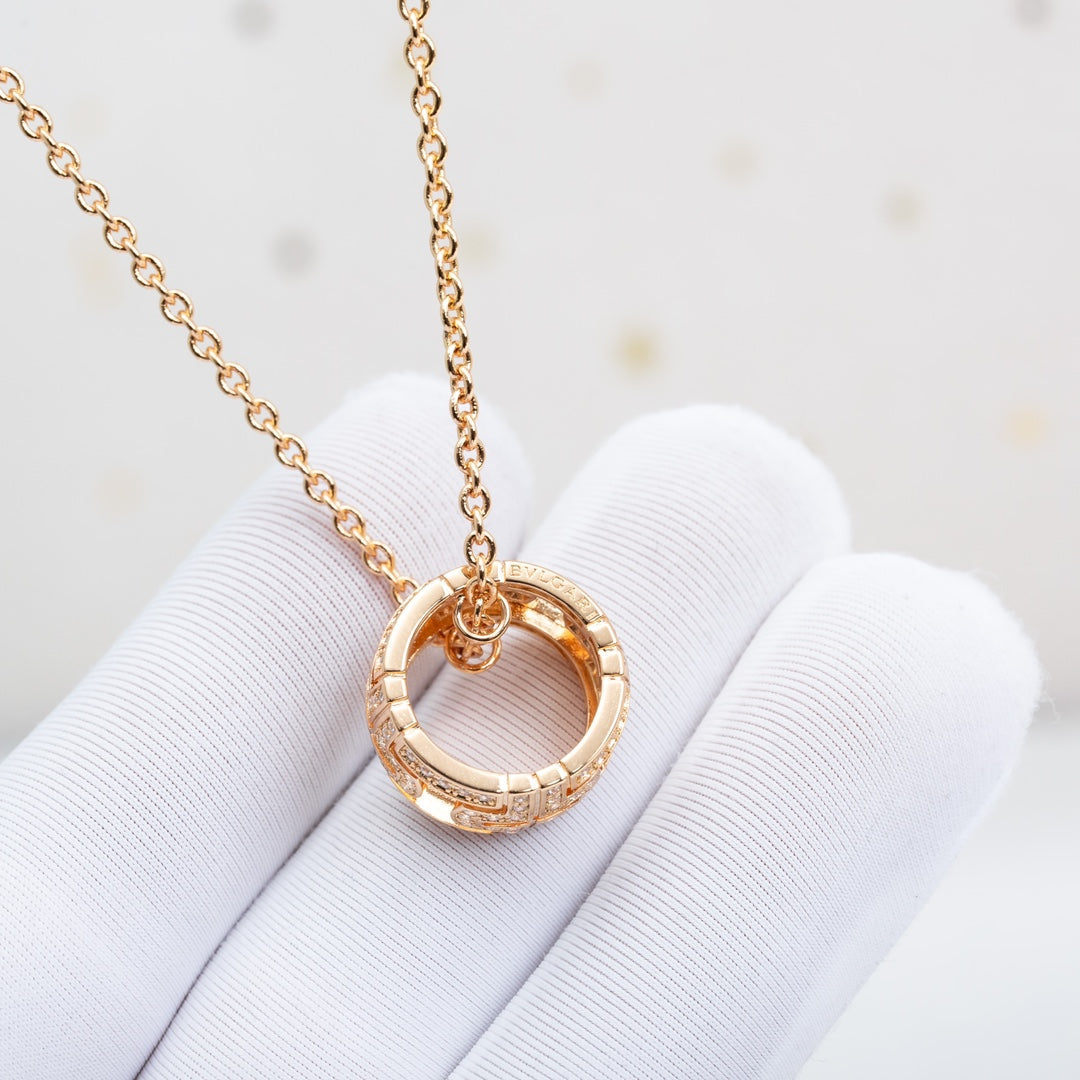 [⭐Clover Jewelry]PARENTESI NECKLACE PINK GOLD DIAMOND