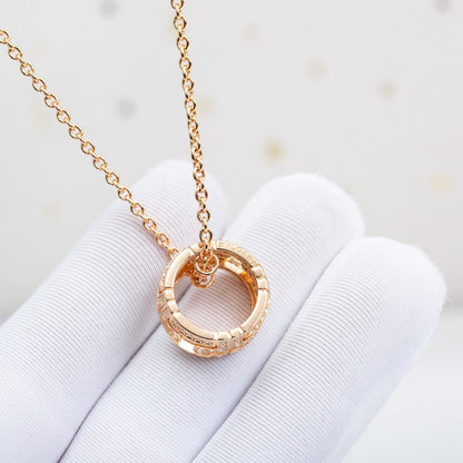 [⭐Clover Jewelry]PARENTESI NECKLACE PINK GOLD DIAMOND