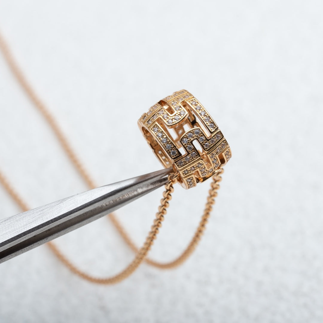 [⭐Clover Jewelry]PARENTESI NECKLACE PINK GOLD DIAMOND