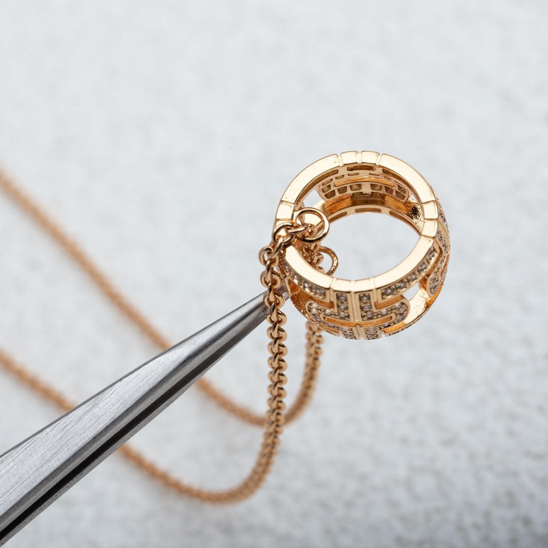 [⭐Clover Jewelry]PARENTESI NECKLACE PINK GOLD DIAMOND