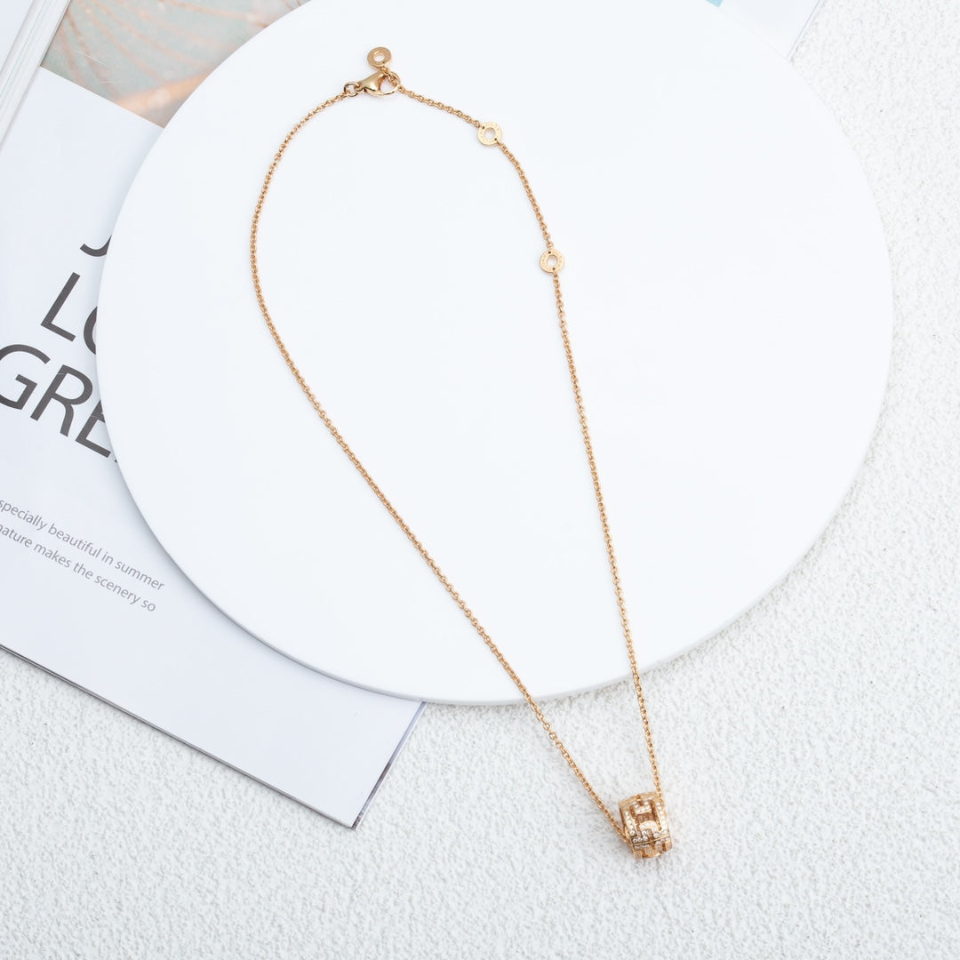 [⭐Clover Jewelry]PARENTESI NECKLACE PINK GOLD DIAMOND