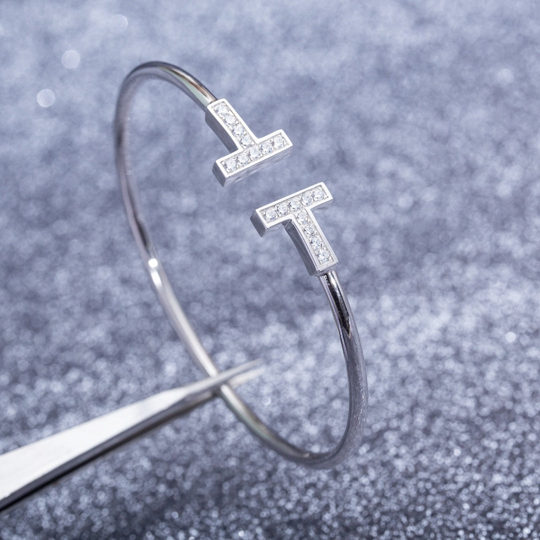[Clover Jewelry]T BRACELET 1.8MM DIAMOND SILVER