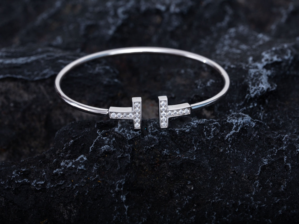 [Clover Jewelry]T BRACELET 1.8MM DIAMOND SILVER