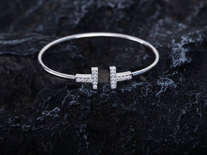 [Clover Jewelry]T BRACELET 1.8MM DIAMOND SILVER