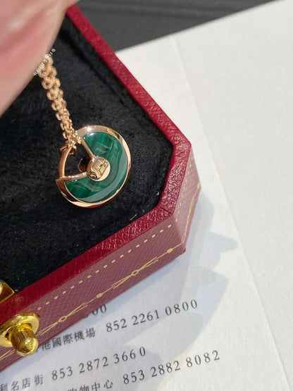 [⭐Clover Jewelry]AMULETTE ROSE GOLD MALACHITE NECKLACE